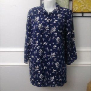 Oh Baby by motherhood floral maternity top navy blue size Smal 100% rayon